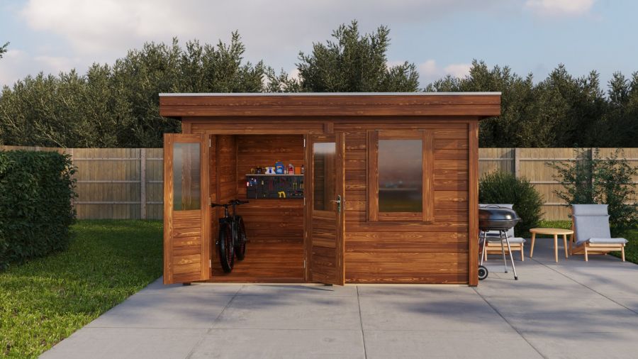 Lugarde Select Modern tuinhuis Rotterdam 388x388cm - Bruine olie