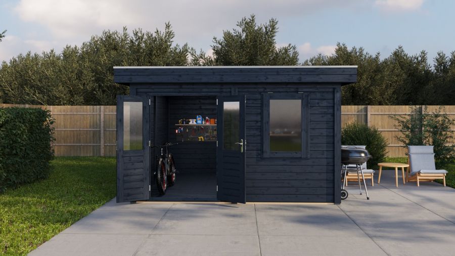 Lugarde Select Modern tuinhuis Rotterdam 388x388cm - Zwarte olie