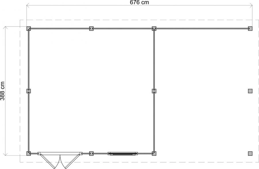 Lugarde Select Modern tuinhuis met overkapping Almere 388x388cm + 300cm - Zwarte olie