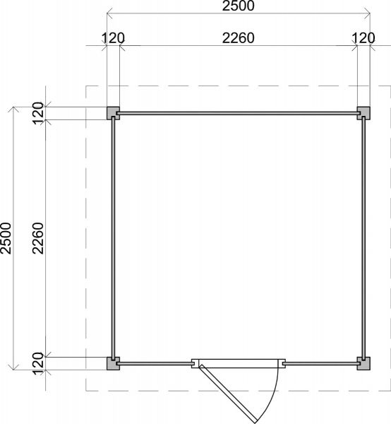 Lugarde Select Modern tuinhuis Garderen 250x250cm - Onbehandeld
