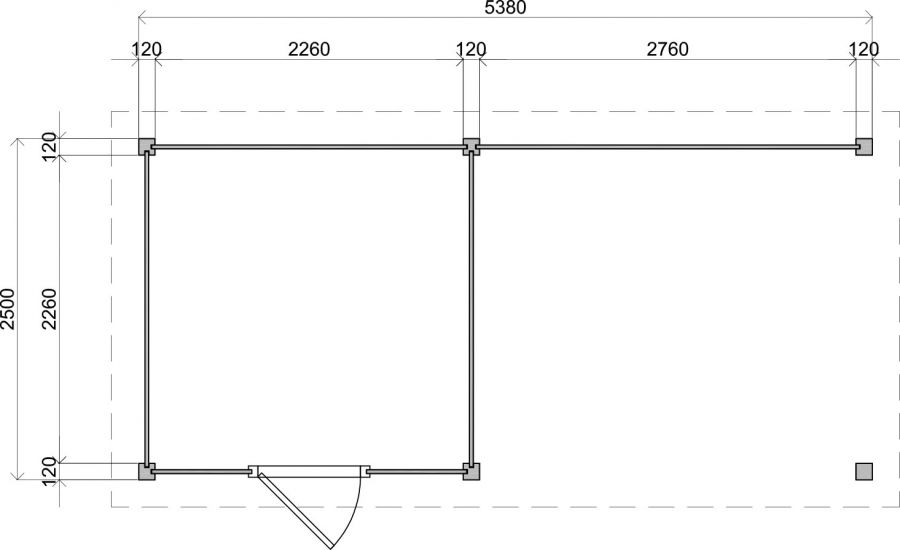 Lugarde Select Modern tuinhuis met overkapping Vught 250x250cm + 300cm - Onbehandeld