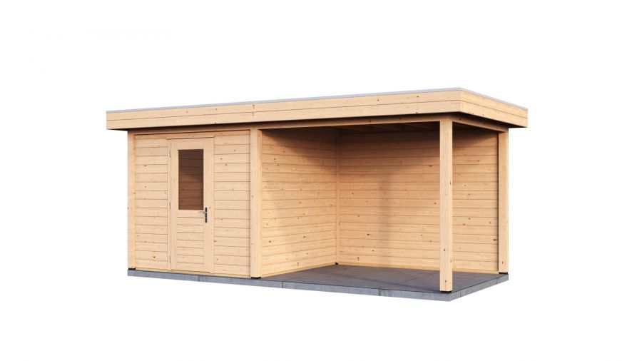 Lugarde Select Modern tuinhuis met overkapping Vught 250x250cm + 300cm - Onbehandeld
