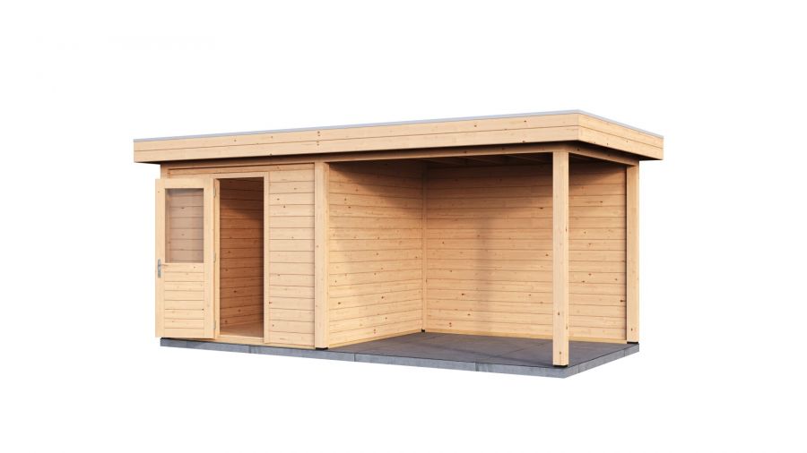 Lugarde Select Modern tuinhuis met overkapping Vught 250x250cm + 300cm - Onbehandeld