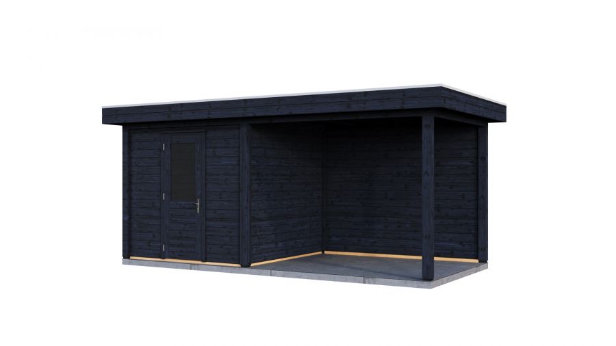 Lugarde Select Modern tuinhuis met overkapping Vught 250x250cm + 300cm - Zwarte olie