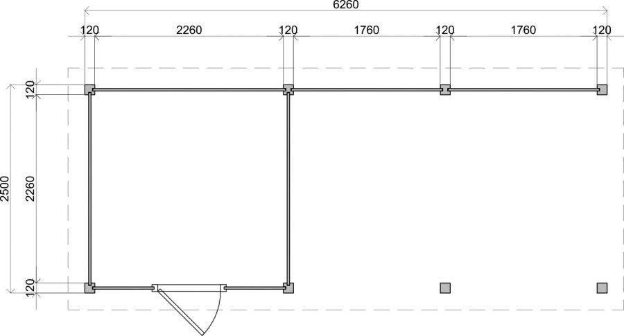 Lugarde Select Modern tuinhuis met overkapping Dordrecht 250x250cm + 400cm - Onbehandeld