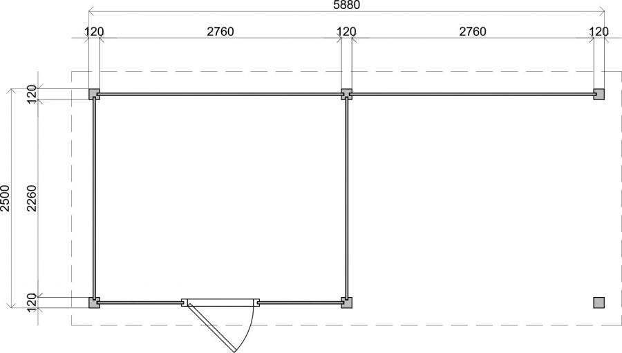 Lugarde Select Modern tuinhuis met overkapping Tilburg 300x250cm + 300cm - Onbehandeld
