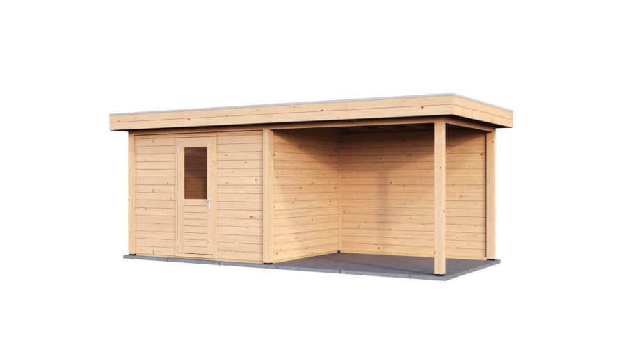 Lugarde Select Modern tuinhuis met overkapping Tilburg 300x250cm + 300cm - Onbehandeld