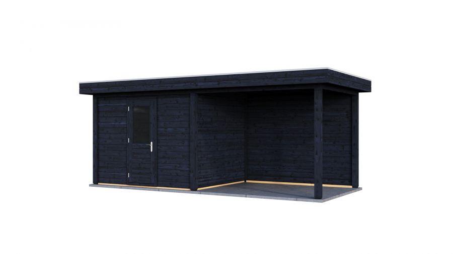 Lugarde Select Modern tuinhuis met overkapping Tilburg 300x250cm + 300cm - Zwarte olie