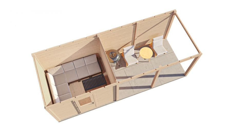 Lugarde Select Modern tuinhuis met overkapping Apeldoorn 300x250cm + 400cm - Onbehandeld