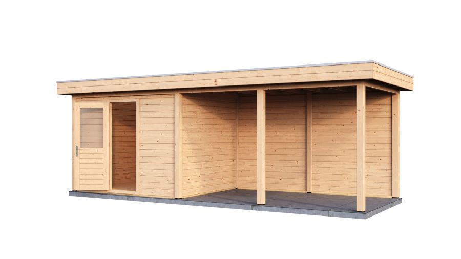 Lugarde Select Modern tuinhuis met overkapping Apeldoorn 300x250cm + 400cm - Onbehandeld