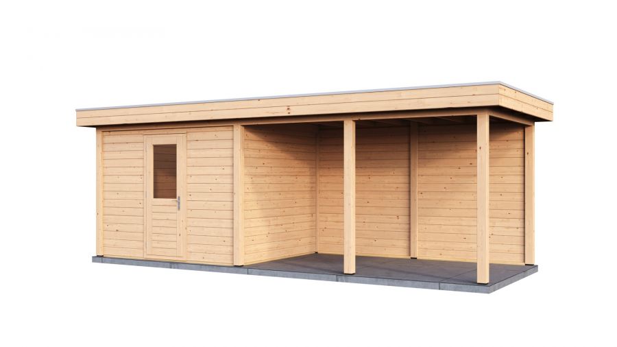 Lugarde Select Modern tuinhuis met overkapping Apeldoorn 300x250cm + 400cm - Onbehandeld