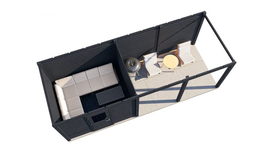 Lugarde Select Modern tuinhuis met overkapping Apeldoorn 300x250cm + 400cm - Zwarte olie