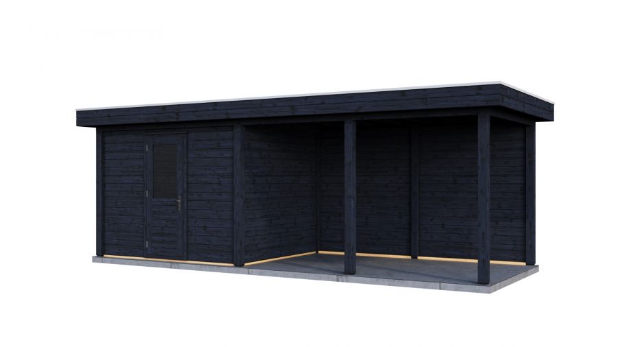 Lugarde Select Modern tuinhuis met overkapping Apeldoorn 300x250cm + 400cm - Zwarte olie