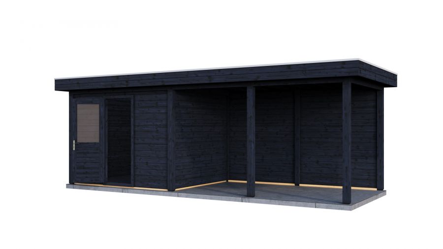 Lugarde Select Modern tuinhuis met overkapping Apeldoorn 300x250cm + 400cm - Zwarte olie