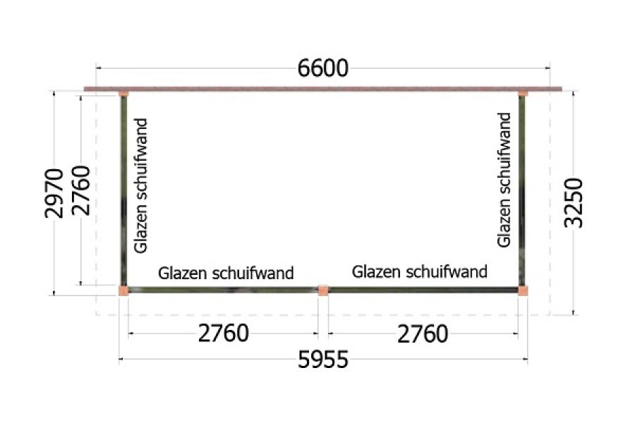 Plattegrond aanbouwveranda Lucca