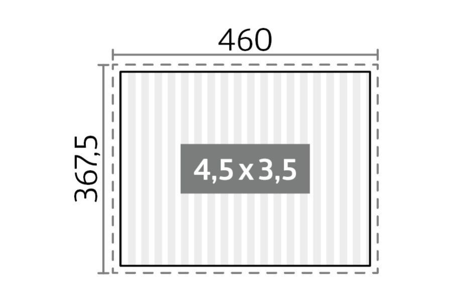 afmetingen Biohort pergola wit 4,5 x 3,5 meter