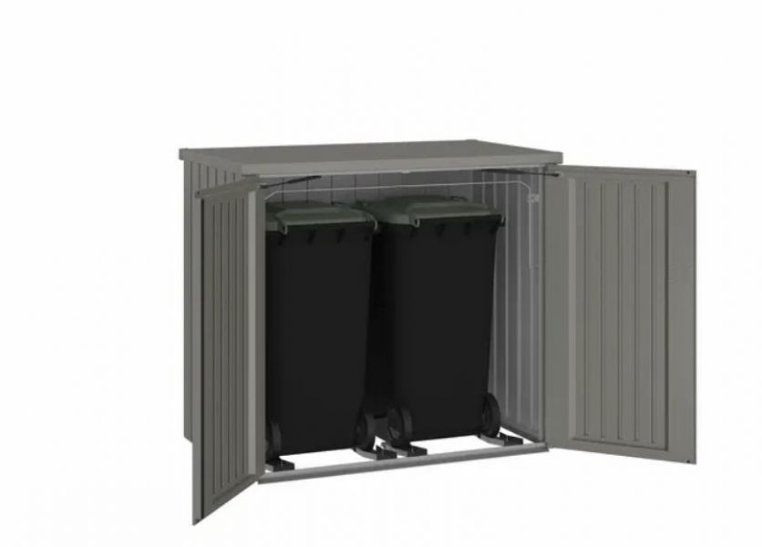 Metalen containerberging Alex Duo 148x88x129 cm - kwartsgrijs metallic