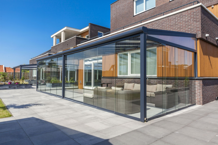 Aluminium terrasoverkapping Montreal 706x300 cm antraciet RAL7024