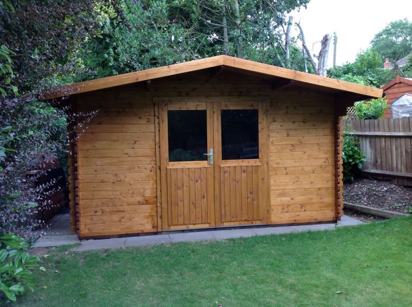 Blokhut Murcia 400x300 cm + luifel 70 cm - Red class wood geïmpregneerd