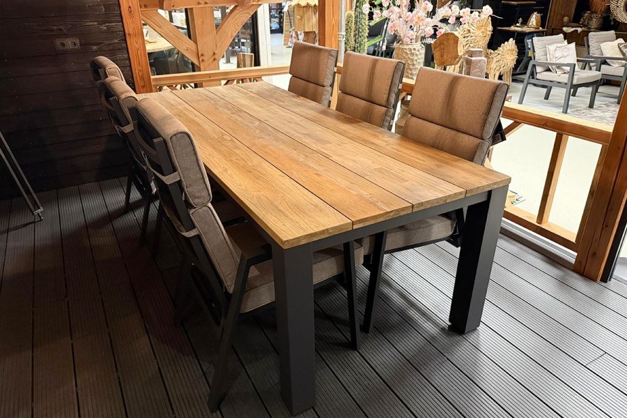 Tuinset Aurum – Tafel met 6 verstelbare stoelen