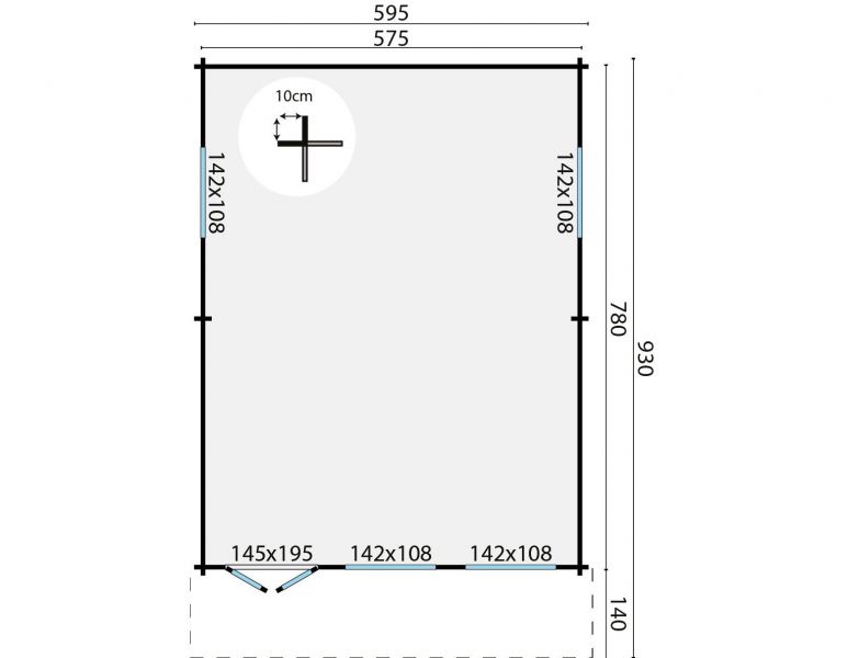 Blokhut Ballyragget 575x780 cm - Grijs geïmpregneerd