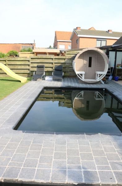 Barrelsauna Ø215x400 cm - Vurenhout opbouw tuin