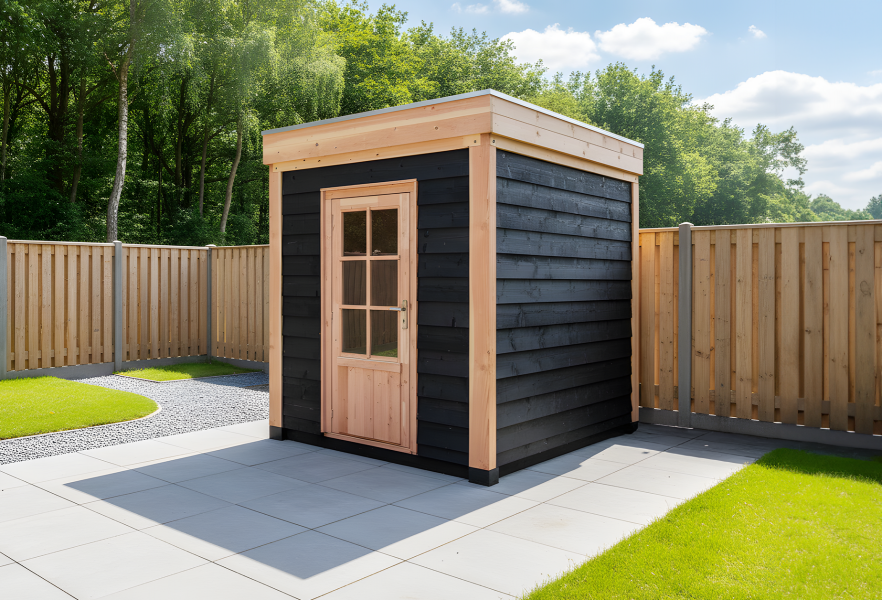 Blokhut Spijk 250x300 cm Douglas blank met vuren rabat wanden (incl. EPDM)