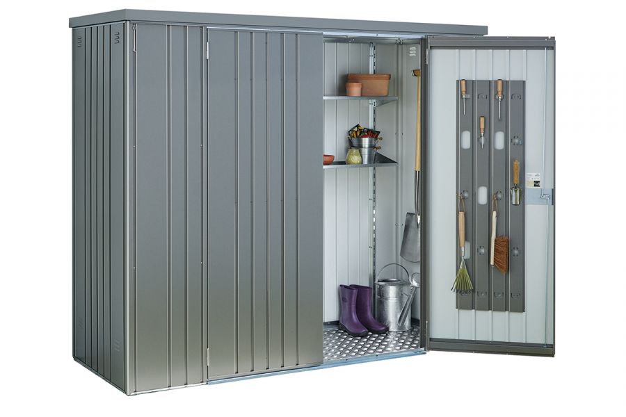 Biohort Metalen Tuinkast 230 - Kwartsgrijs - 227x83x182,5 cm