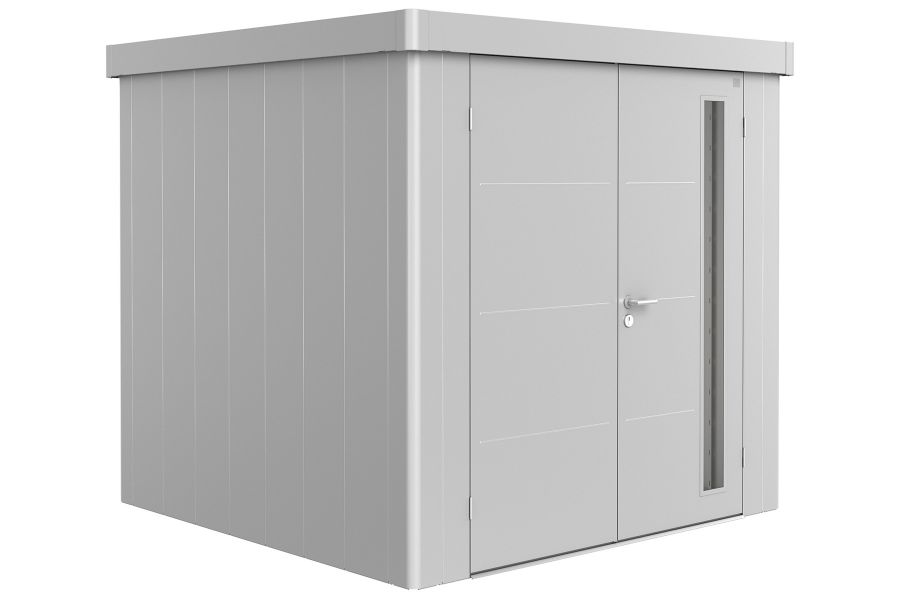 metalen berging neo 2b zilver met dubbele deuren