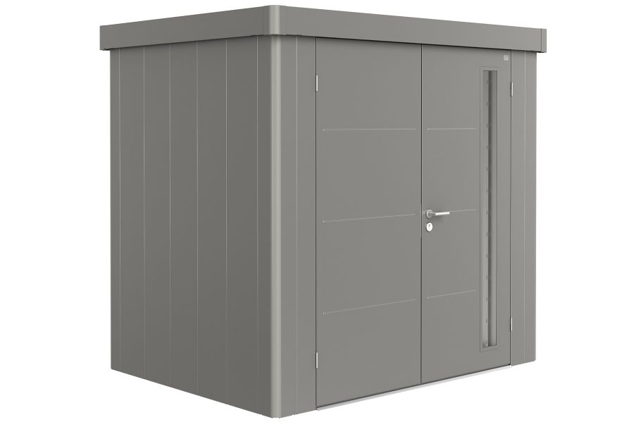 metalen berging neo 1b kwartsgrijs - dubbel deur