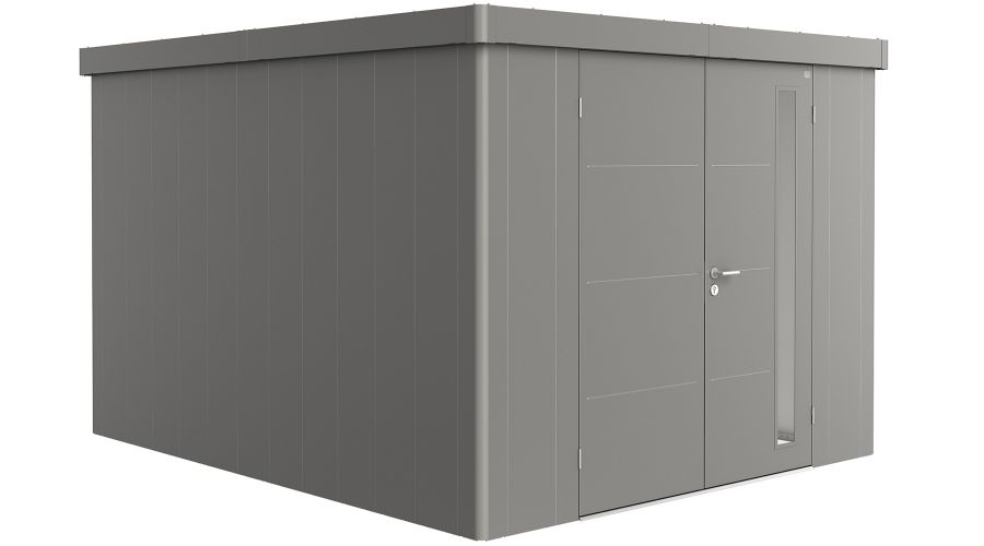 Biohort Metalen tuinhuis Neo - Dubbele deur - Kwartsgrijs - 4C (292x348 cm)