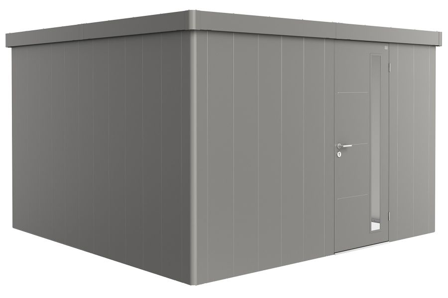 Biohort Metalen tuinhuis Neo - Enkele deur - Kwartsgrijs - 4D (348x348 cm)