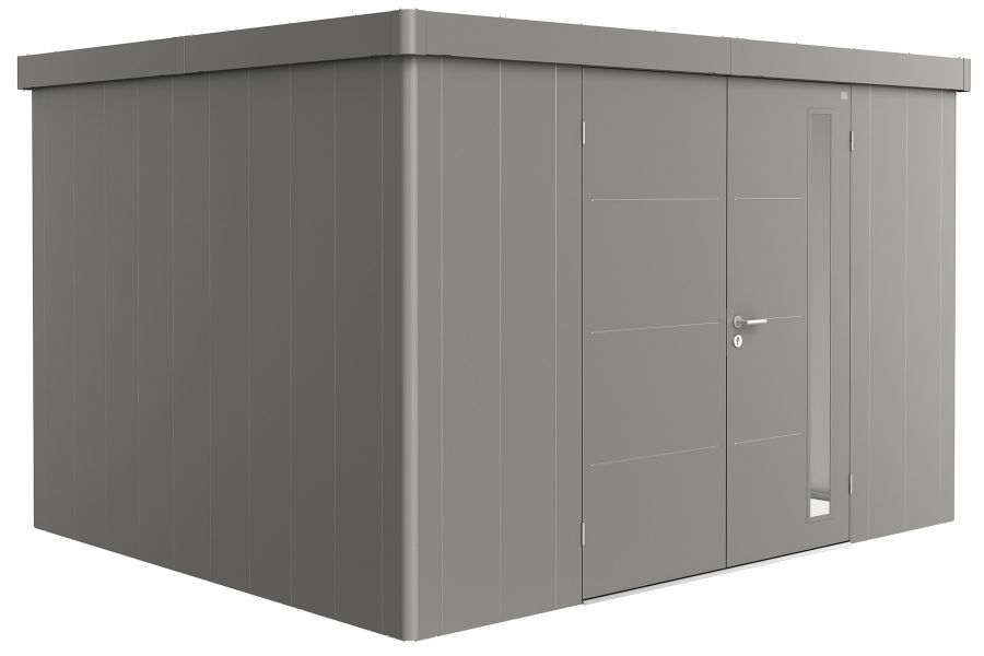 metalen berging met dubbele deur - neo 3d - kwartsgrijs