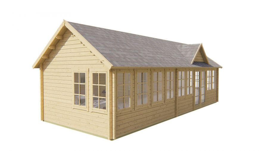 Tuindeco Big Blokhut Lauren 930x400 cm 70 mm vuren red class wood geïmpregneerd