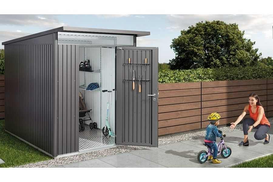 Biohort AvantGarde A3 metalen berging 180x260x218 cm donkergrijs met enkele deur