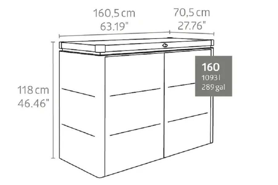 Biohort metalen tuinhuis HighBoard 160x70x118 cm donkergrijs