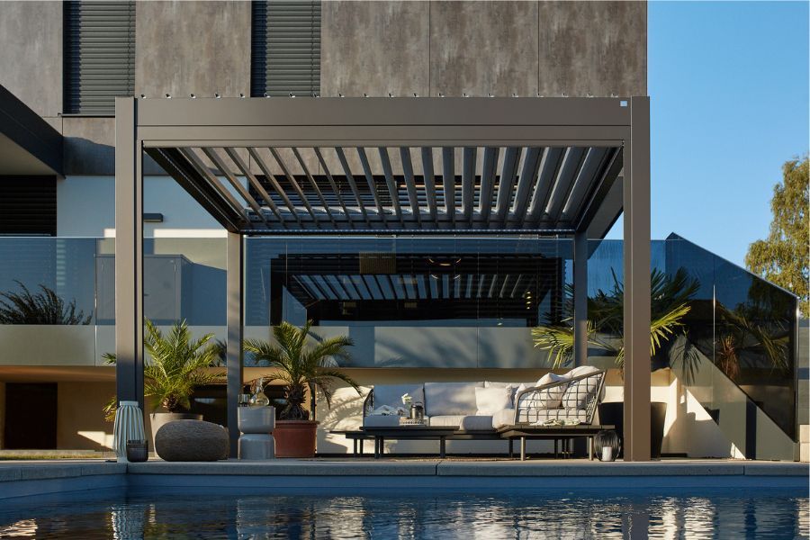 Biohort aluminium Pergola donkergrijs 600x350 cm donkergrijs lamellendak