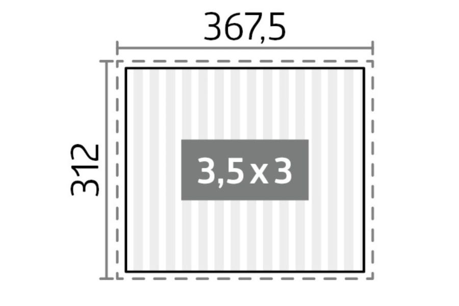 Plattegrond van biohort pergola 350 x 300 cm