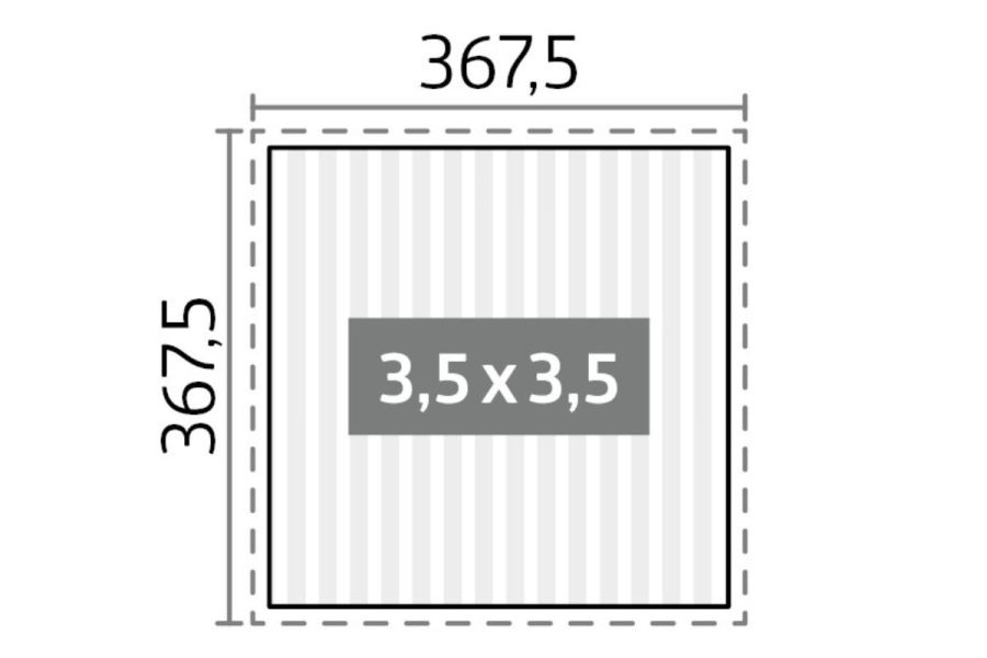 Lamellen overkapping 3,5 x 3,5 meter - plattegrond