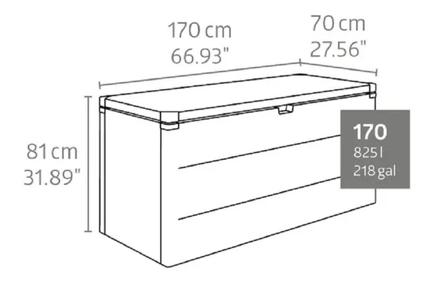 Biohort Kussenbox kwartsgrijs 170x70x81 cm