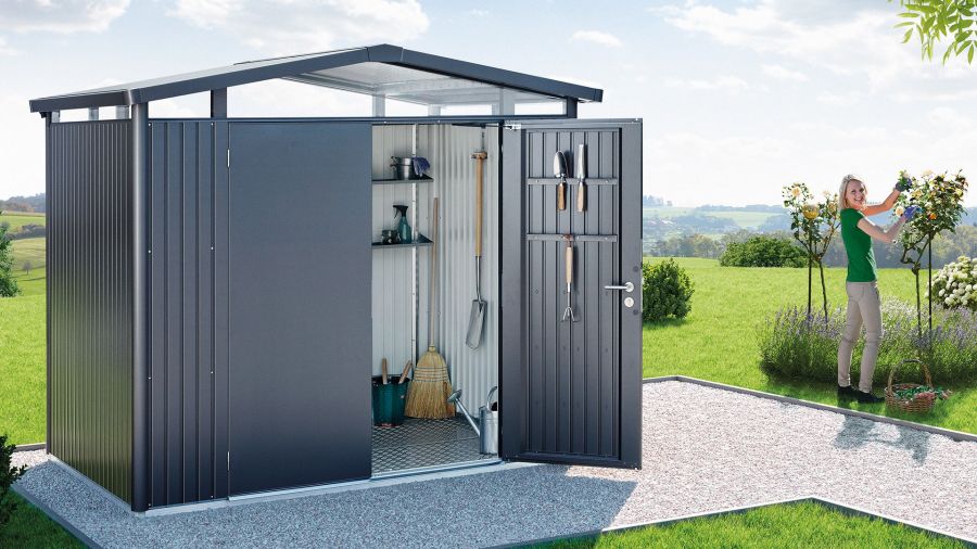 metalen berging panorama P1 met dubbele deur