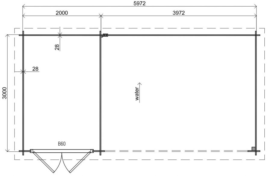 Classicline Blokhut Utrecht vuren groen geïmpregneerd 200x300 cm + overkapping 400 cm