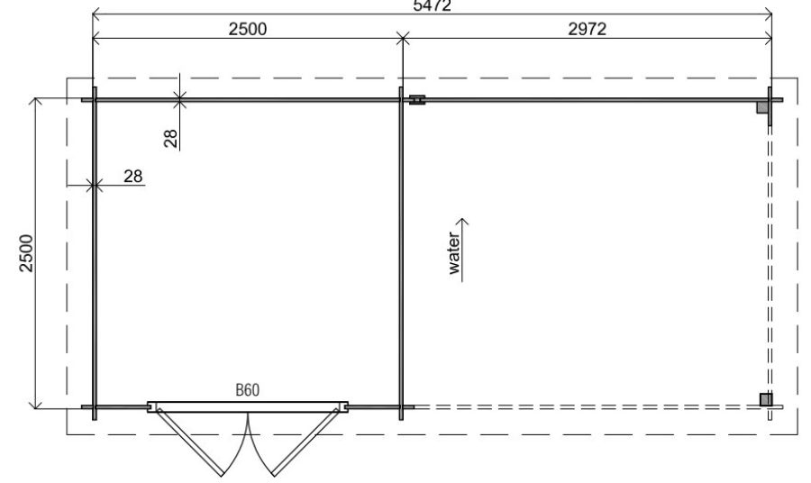 Classicline Blokhut Limburg 250x250 cm + overkapping 300 cm vuren blank