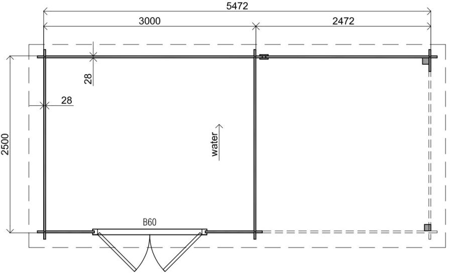 Classicline Blokhut Friesland 400x300 cm + overkapping 400 cm vuren blank