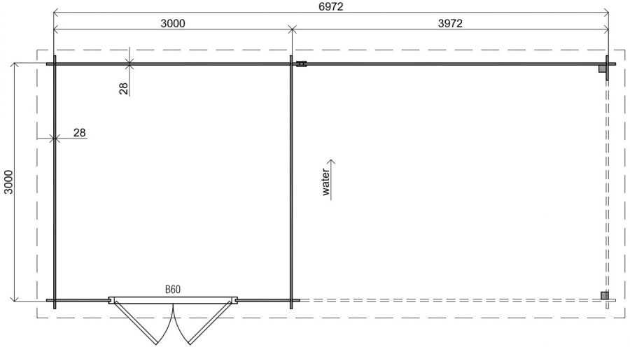 Classicline Blokhut Overijssel vuren groen geïmpregneerd 300x300 + overkapping 400 cm