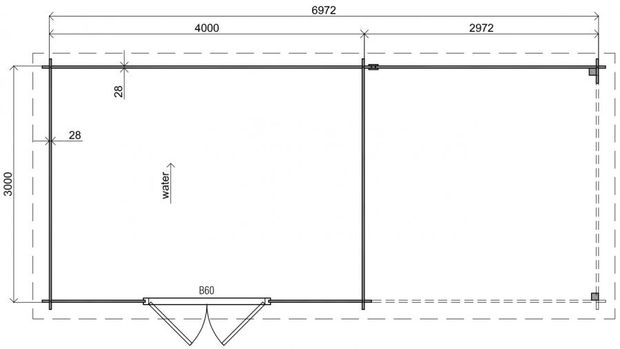 Classicline Blokhut Friesland vuren groen geïmpregneerd 400x300 cm + overkapping 300 cm