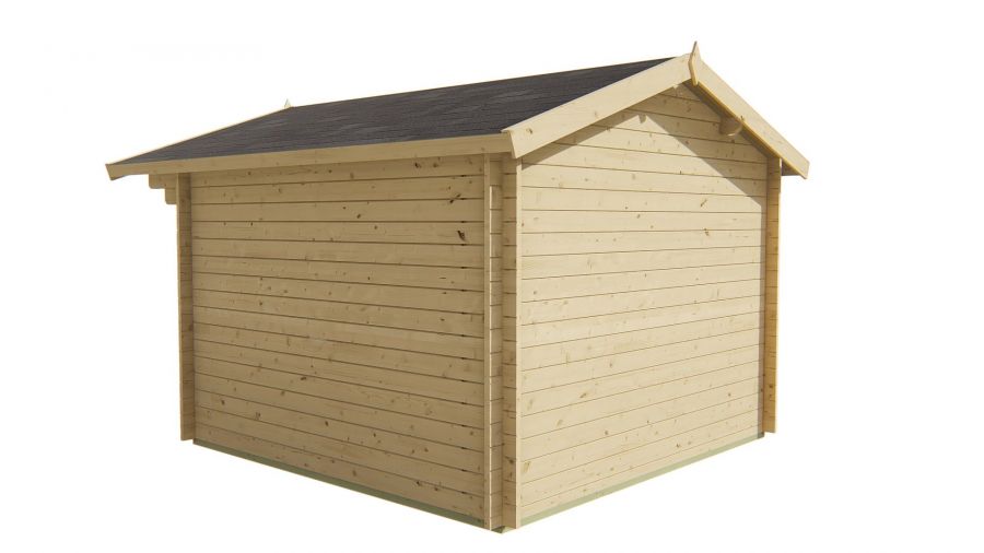 Tuindeco Albacete Blokhut 300x300 cm + luifel 70 cm 34 mm vuren red class wood geïmpregneerd
