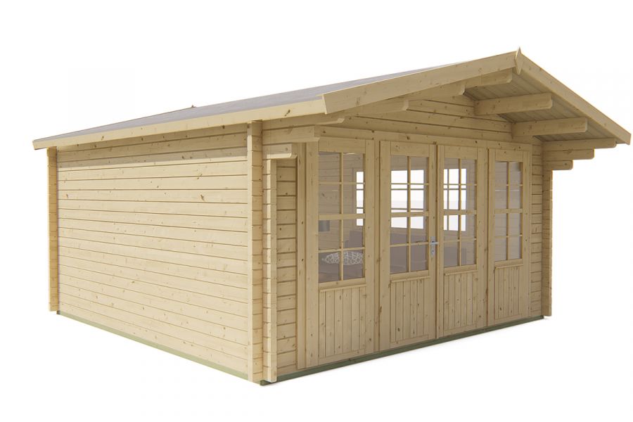 Blokhut Blackpool 440x340 cm met luifel- Red class wood