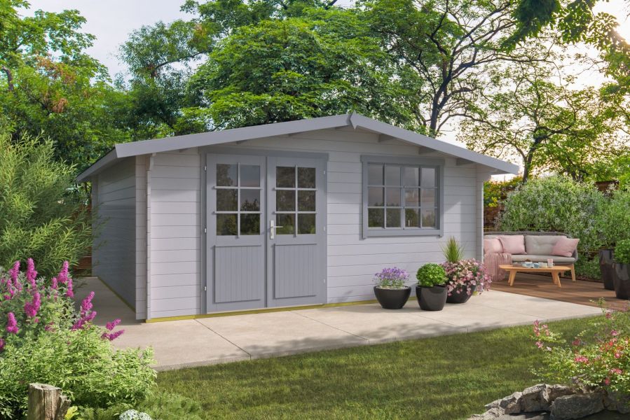 Tuindeco Leipzig Blokhut 6 500x400 cm 34 mm vuren groen geïmpregneerd