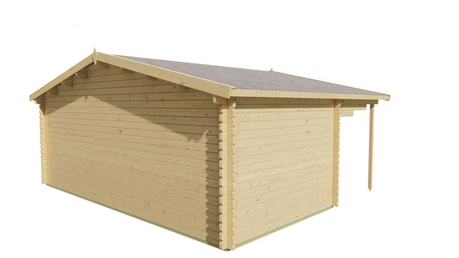 Blokhut Piet 595x300 cm + luifel 200 cm - grijs geïmpregneerd